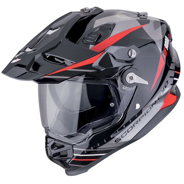 Casque Integral Scorpion ADF 9000 Air Feat Black Silver Red Casque Integral Scorpion ADF 9000 Air Feat Black Silver Red