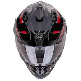 Scorpion ADF 9000 Air Feat Black Silver Red + Kit bluetooth Exo-Com Link-1