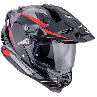 Scorpion ADF 9000 Air Feat Black Silver Red + Kit bluetooth Exo-Com Link-1