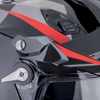 Scorpion ADF 9000 Air Feat Black Silver Red + Kit bluetooth Exo-Com Link-1