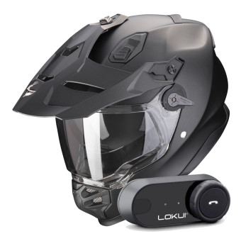 Casque Integral Scorpion ADF 9000 Air Matt Pearl Black + Kit Bluetooth Lokui K30