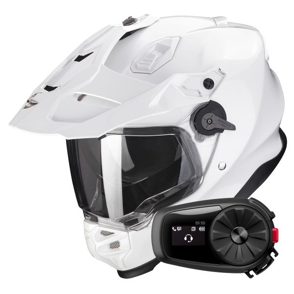 Casque Integral Scorpion ADF 9000 Air Matt Pearl White + Kit Bluetooth 5S
