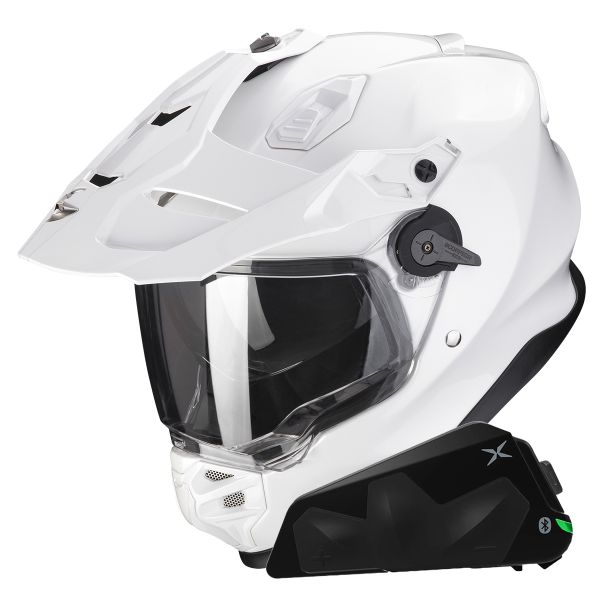 Casque Integral Scorpion ADF 9000 Air Matt Pearl White + Kit bluetooth Exo-Com Link-1C Casque Integral Scorpion ADF 9000 Air Matt Pearl White + Kit bluetooth Exo-Com Link-1C