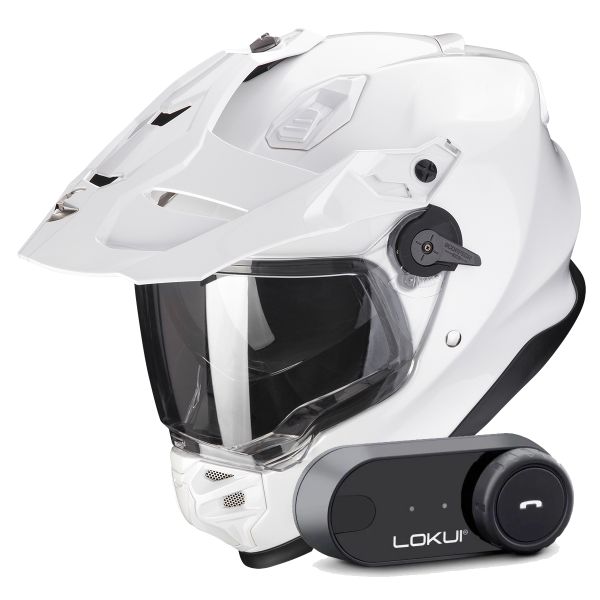 Casque Integral Scorpion ADF 9000 Air Matt Pearl White + Kit Bluetooth Lokui K30 Casque Integral Scorpion ADF 9000 Air Matt Pearl White + Kit Bluetooth Lokui K30