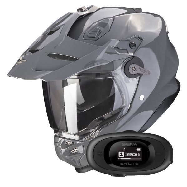 Casque Integral Scorpion ADF 9000 Air Solid Cement Grey + Kit bluetooth 5R Lite Casque Integral Scorpion ADF 9000 Air Solid Cement Grey + Kit bluetooth 5R Lite