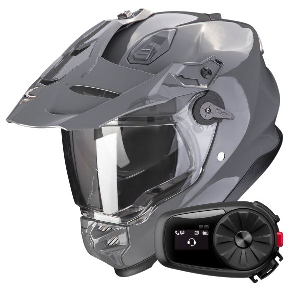Casque Integral Scorpion ADF 9000 Air Solid Cement Grey + Kit Bluetooth 5S