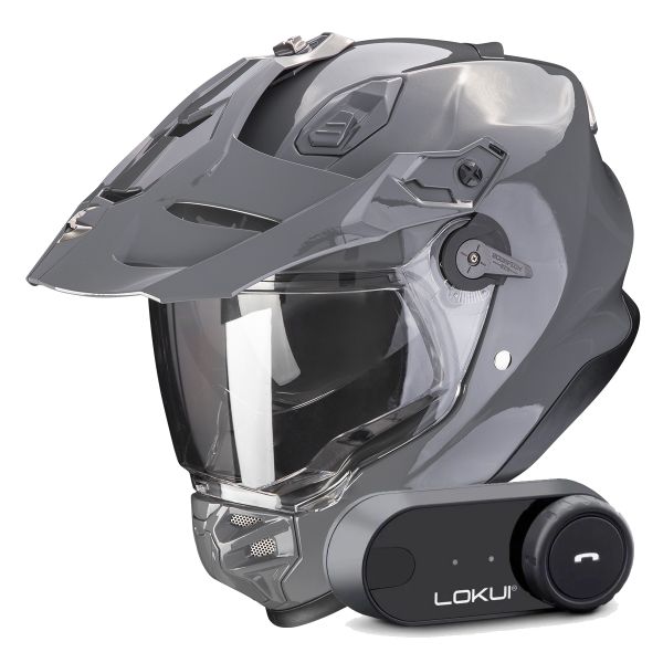Casque Integral Scorpion ADF 9000 Air Solid Cement Grey + Kit Bluetooth Lokui K30
