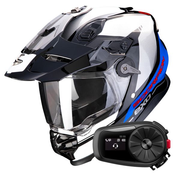 Casque Integral Scorpion ADF 9000 Air Trail Black Blue White + Kit Bluetooth 5S