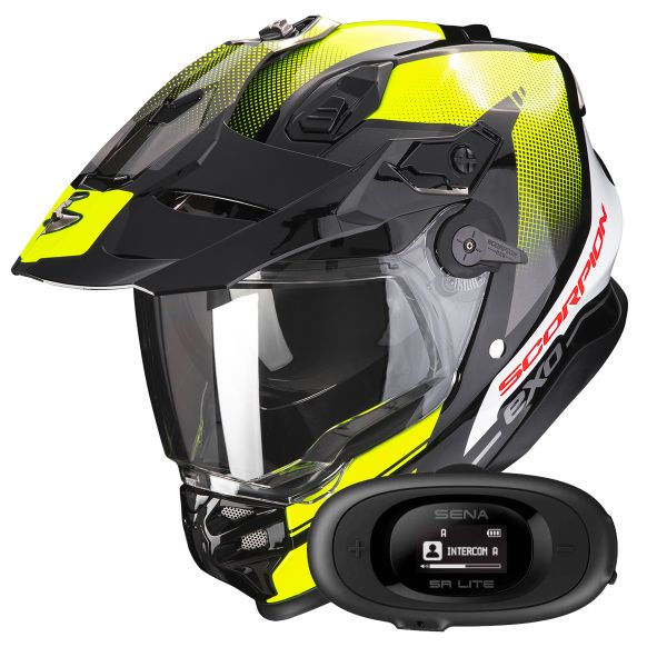 Casque Integral Scorpion ADF 9000 Air Trail Black Neon Yellow + Kit bluetooth 5R Lite