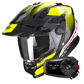 Casque Integral Scorpion ADF 9000 Air Trail Black Neon Yellow + Kit Bluetooth 5S
