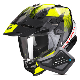 Casque Integral Scorpion ADF 9000 Air Trail Black Neon Yellow + Kit Bluetooth BT Mini