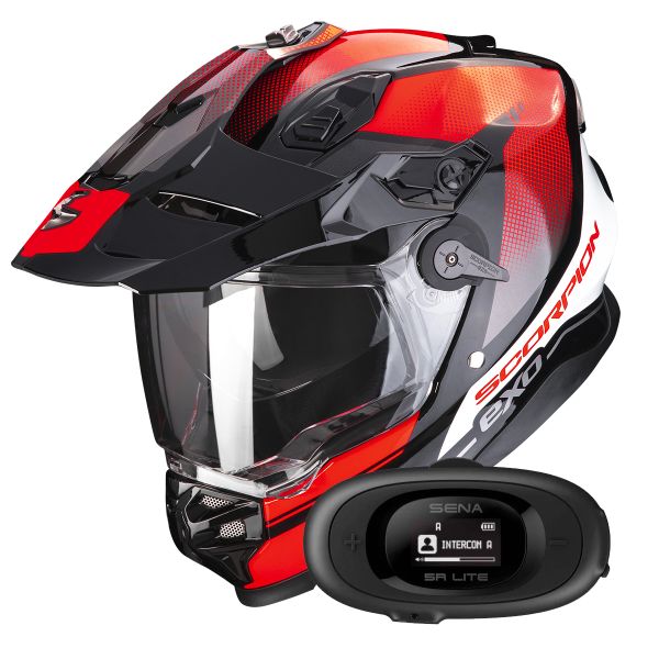 Casque Integral Scorpion ADF 9000 Air Trail Black Red + Kit bluetooth 5R Lite