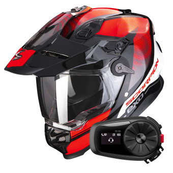 Casque Integral Scorpion ADF 9000 Air Trail Black Red + Kit Bluetooth 5S