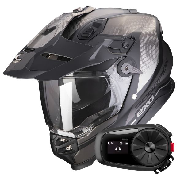 Casque Integral Scorpion ADF 9000 Air Trail Matt Black Silver + Kit Bluetooth 5S