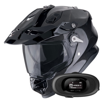 Casque Integral Scorpion ADF 9000 Carbon Air Solid Black + Kit bluetooth 5R Lite