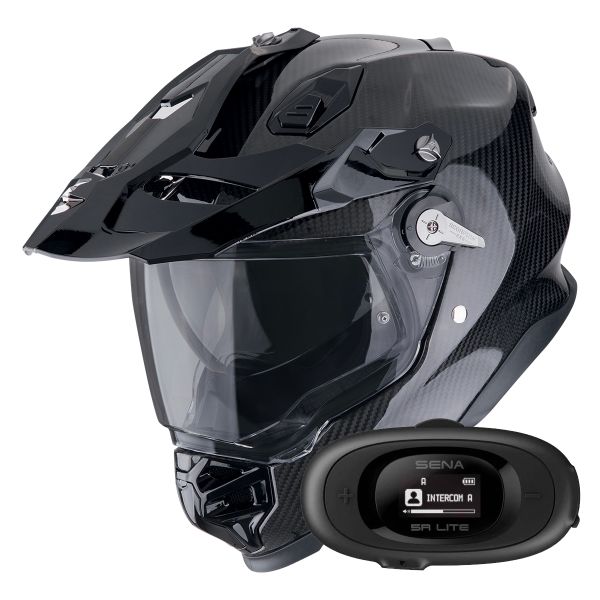 Casque Integral Scorpion ADF 9000 Carbon Air Solid Black + Kit bluetooth 5R Lite Casque Integral Scorpion ADF 9000 Carbon Air Solid Black + Kit bluetooth 5R Lite