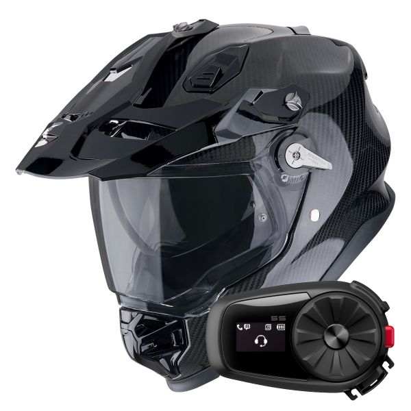 Casque Integral Scorpion ADF 9000 Carbon Air Solid Black + Kit Bluetooth 5S Solo Casque Integral Scorpion ADF 9000 Carbon Air Solid Black + Kit Bluetooth 5S Solo