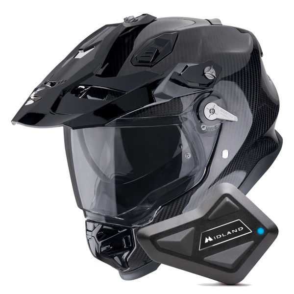 Casque Integral Scorpion ADF 9000 Carbon Air Solid Black + Kit Bluetooth BT Mini Casque Integral Scorpion ADF 9000 Carbon Air Solid Black + Kit Bluetooth BT Mini