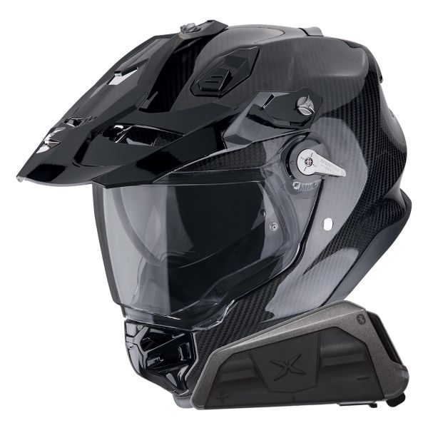 Casque Integral Scorpion ADF 9000 Carbon Air Solid Black + Kit bluetooth Exo-Com Link-1 Casque Integral Scorpion ADF 9000 Carbon Air Solid Black + Kit bluetooth Exo-Com Link-1