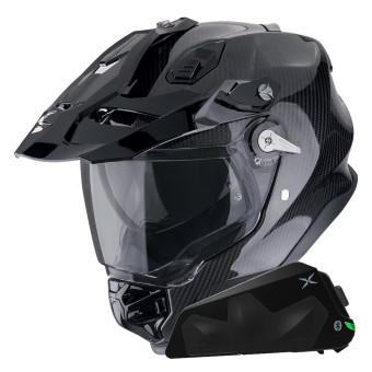 Casque Integral Scorpion ADF 9000 Carbon Air Solid Black + Kit bluetooth Exo-Com Link-1C