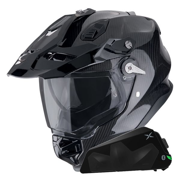 Casque Integral Scorpion ADF 9000 Carbon Air Solid Black + Kit bluetooth Exo-Com Link-1C Casque Integral Scorpion ADF 9000 Carbon Air Solid Black + Kit bluetooth Exo-Com Link-1C