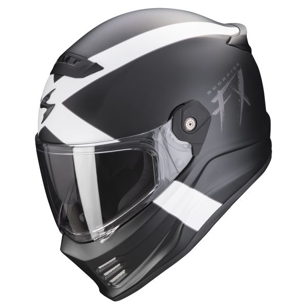 Casque Integral Scorpion Covert FX Gallus Matt Black White Casque Integral Scorpion Covert FX Gallus Matt Black White