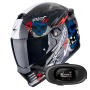 Casque Integral Scorpion Covert FX Skullz Matt Black Grey Gold + Kit bluetooth 5R Lite
