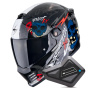 Casque Integral Scorpion Covert FX Skullz Matt Black Grey Gold + Kit Bluetooth BT Mini