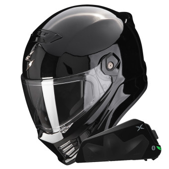 Casque Integral Scorpion Covert FX Solid Black + Kit bluetooth Exo-Com Link-1C