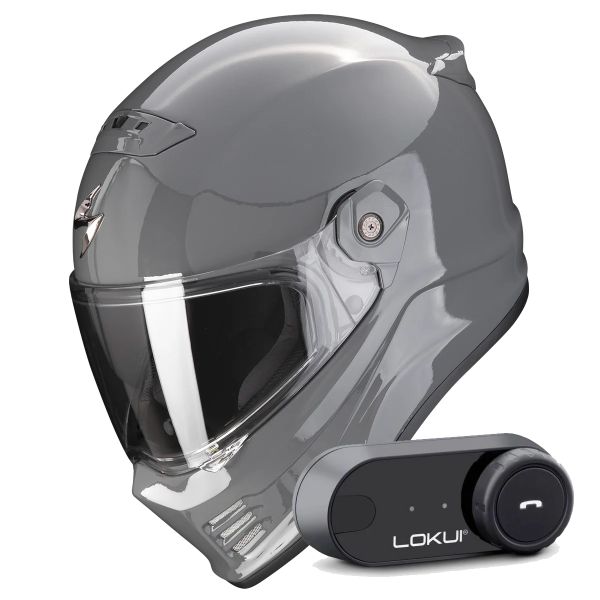 Casque Integral Scorpion Covert FX Solid Cement Grey + Kit Bluetooth Lokui K30 Casque Integral Scorpion Covert FX Solid Cement Grey + Kit Bluetooth Lokui K30
