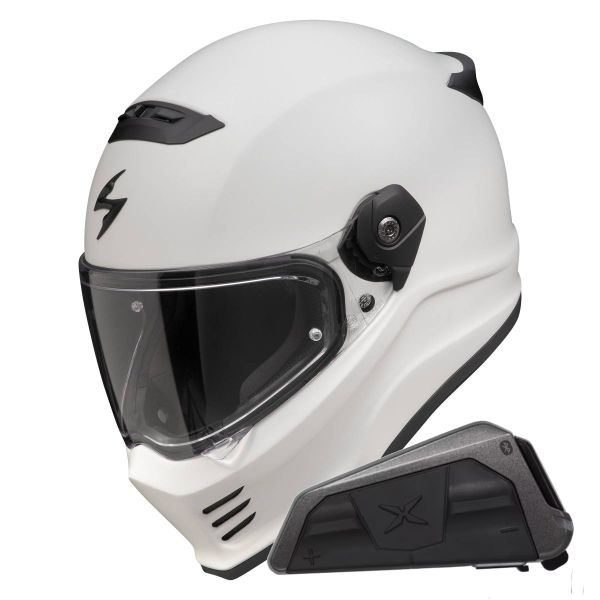 Casque Integral Scorpion Covert FX Solid Cool Grey Mat + Kit bluetooth Exo-Com Link-1