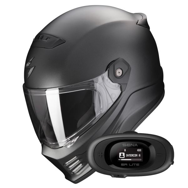 Casque Integral Scorpion Covert FX Solid Matt Pearl Black + Kit bluetooth 5R Lite