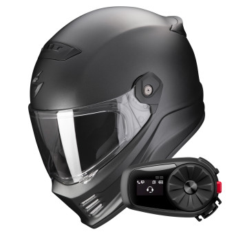 Casque Integral Scorpion Covert FX Solid Matt Pearl Black + Kit Bluetooth 5S