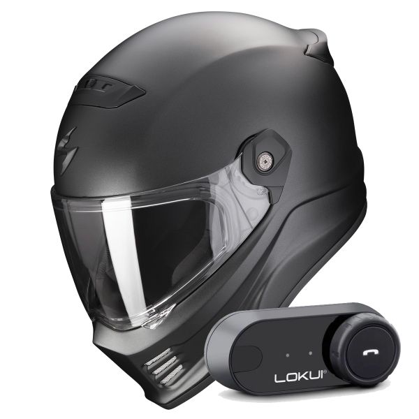 Casque Integral Scorpion Covert FX Solid Matt Pearl Black + Kit Bluetooth Lokui K30 Casque Integral Scorpion Covert FX Solid Matt Pearl Black + Kit Bluetooth Lokui K30