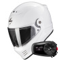 Casque Integral Scorpion Covert FX Solid White + Kit Bluetooth 5S