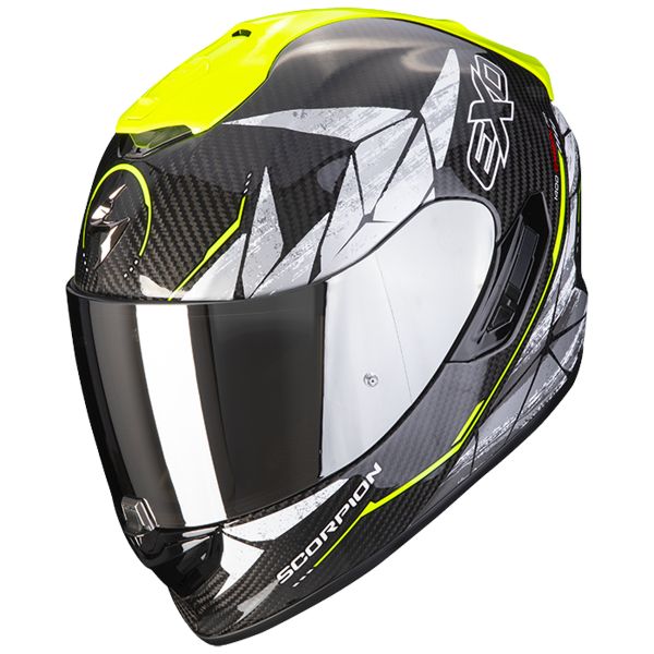 Casque Integral Scorpion Exo 1400 Air Carbon Air Aranea Black Yellow Fluo