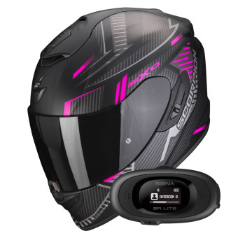 Casque Integral Scorpion Exo 1400 Evo Air Shell Matt Black Pink + Kit bluetooth 5R Lite
