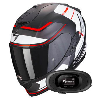 Casque Integral Scorpion Exo 1400 Evo Air Vittoria Matt Black White + Kit bluetooth 5R Lite