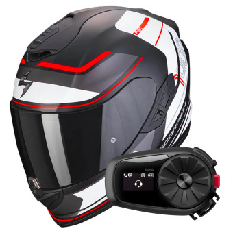 Casque Integral Scorpion Exo 1400 Evo Air Vittoria Matt Black White + Kit Bluetooth 5S