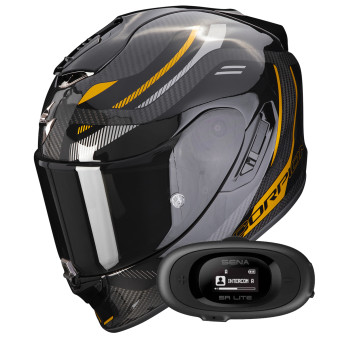 Casque Integral Scorpion Exo 1400 Evo Carbon Air Kydra Black Gold + Kit bluetooth 5R Lite