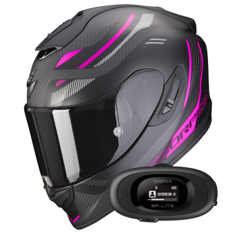 Casque Integral Scorpion Exo 1400 Evo Carbon Air Kydra Matt Black Pink + Kit bluetooth 5R Lite