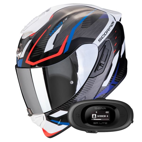 Casque Integral Scorpion Exo 1400 Evo II Air Accord Black Blue White + Kit bluetooth 5R Lite