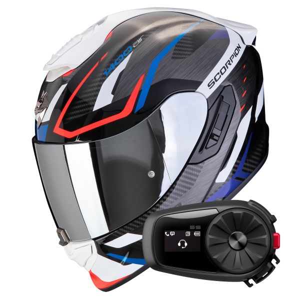 Casque Integral Scorpion Exo 1400 Evo II Air Accord Black Blue White + Kit Bluetooth 5S