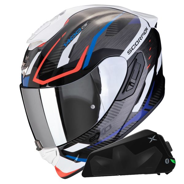 Casque Integral Scorpion Exo 1400 Evo II Air Accord Blue White + Kit bluetooth Exo-Com Link-1C