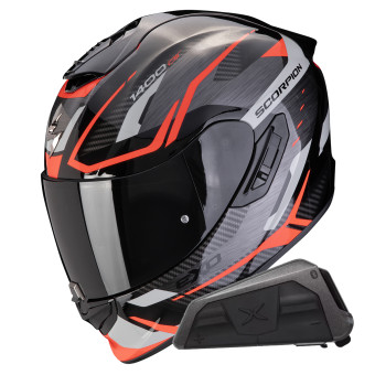 Casque Integral Scorpion Exo 1400 Evo II Air Accord Grey Red + Kit bluetooth Exo-Com Link-1