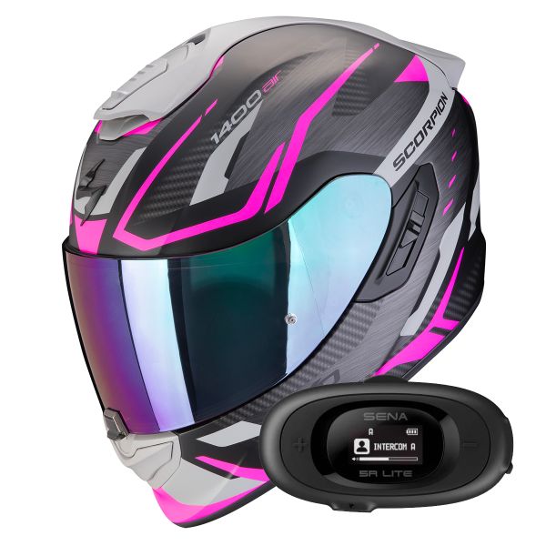 Casque Integral Scorpion Exo 1400 Evo II Air Accord Matt Black Pink + Kit bluetooth 5R Lite