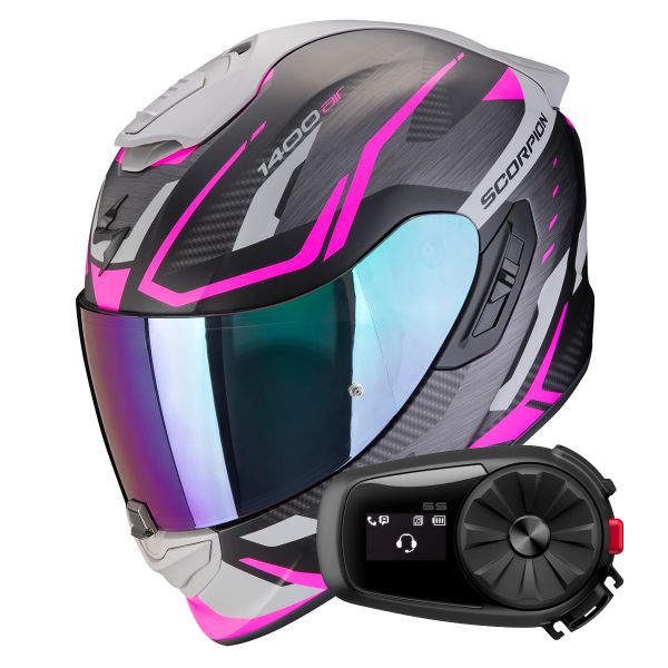 Casque Integral Scorpion Exo 1400 Evo II Air Accord Matt Black Pink+ Kit Bluetooth 5S