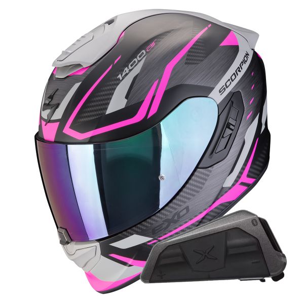Casque Integral Scorpion Exo 1400 Evo II Air Accord Matt Pink + Kit bluetooth Exo-Com Link-1