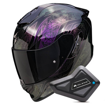 Casque Integral Scorpion Exo 1400 Evo II Air Fantasy Black Cameleon + Kit Bluetooth BT Mini