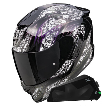 Casque Integral Scorpion Exo 1400 Evo II Air Fantasy Black White + Kit bluetooth Exo-Com Link-1C Casque Integral Scorpion Exo 1400 Evo II Air Fantasy Black White + Kit bluetooth Exo-Com Link-1C
